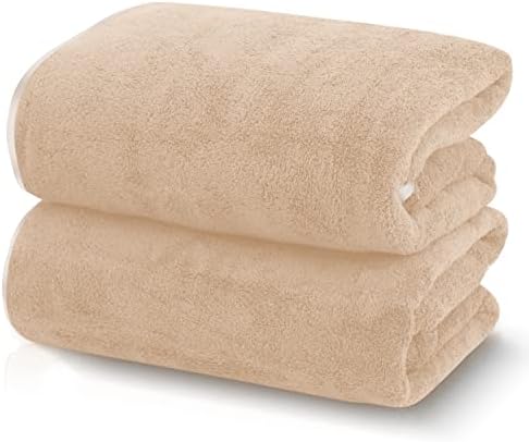 TENSTARS Silk Hemming Bath Towels for Bathroom Clearance - 27 x 55 inches - Light Thin Quick Drying - Soft Microfiber Absorbent Towel for Bath Fitness, Sports, Yoga, Travel, Gym - 2 Pack, Brown