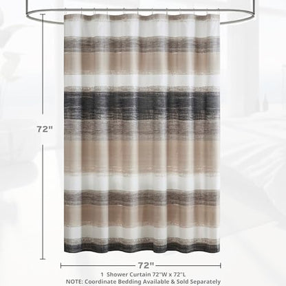 Madison Park Saben Shower Curtain for Bathroom, 72 x 72, Taupe/Black