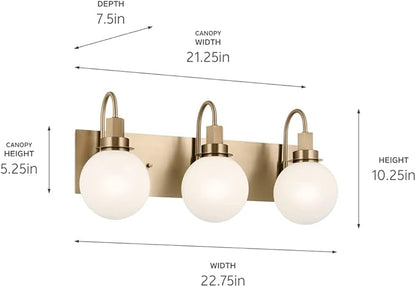 Kichler Hex Vanity Light, 22.75 Inch 3-Light Modern Vanity Light in Champagne Bronze with Opal Glass Shades for Bathroom and Powder Room, (22.75" L x 7.5" W x 10.25" H), 55151CPZ