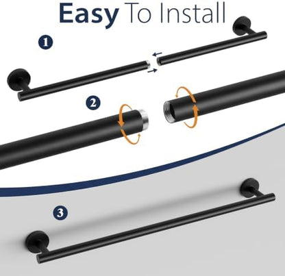 24 Inch Black Towel Bar for Bathroom Wall Mounted,SUS304 Stainless Steel