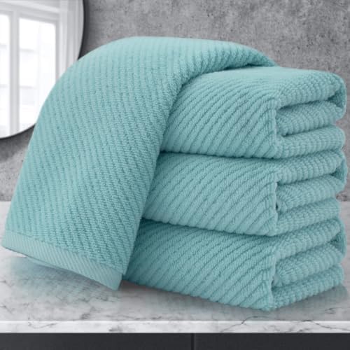 VOOVA & MOVAS Hand Towels 4PC, 100% Cotton, 18x28 in, Aqua Teal