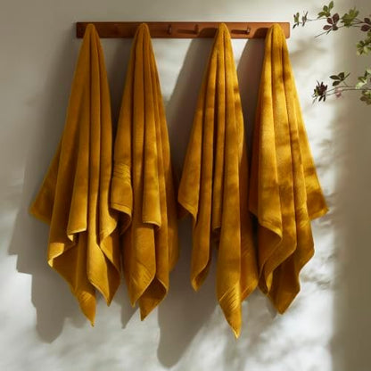 COZYART Luxury Bath Towels 4 PCS, 27x54 650 GSM Turkish Cotton, Gold