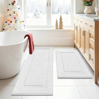 SHACOS Soft Microfiber Bathroom Rugs Set of 2 Pieces, White