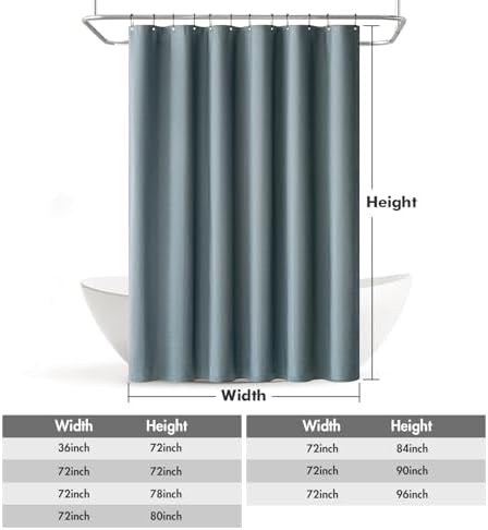 MIULEE Linen Fabric Shower Curtain Dusty Blue W72*L78 12 Metal Hooks