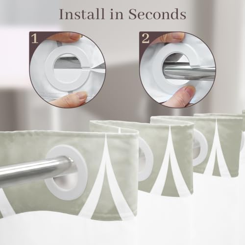 Yiatn Ombre Sage Green Shower Curtain with Snap-in Liner, 71 x 74 Inch