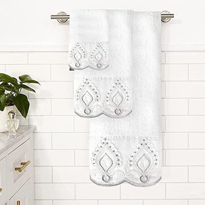 Zahari Home Monaco Modern 3 Piece Bath Ensemble - Luxury Bath Towel Set for Contemporary Decor