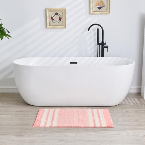 CozeCube Blossom Pink Striped 32"x20" Non Slip Washable Bath Mat