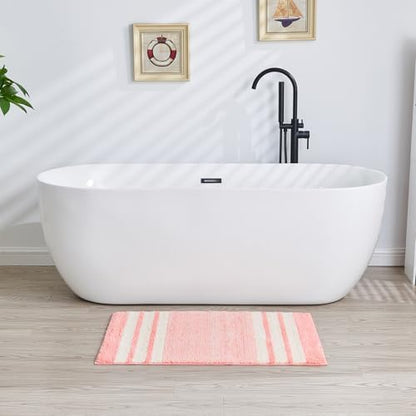 CozeCube Blossom Pink Striped 32"x20" Non Slip Washable Bath Mat