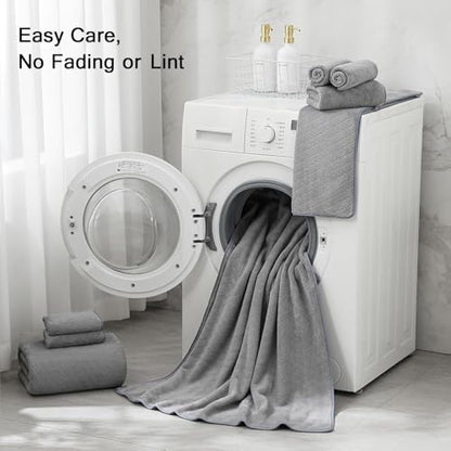 Hailea Grey Hand Towels Set 16x31 Inches,Soft Microfibers Bathroom Towel Set 2 Pack,Highly Absorbent Quick Dry Luxury Towel Hotel Spa Gym Hand Towel Collection for Bathroom