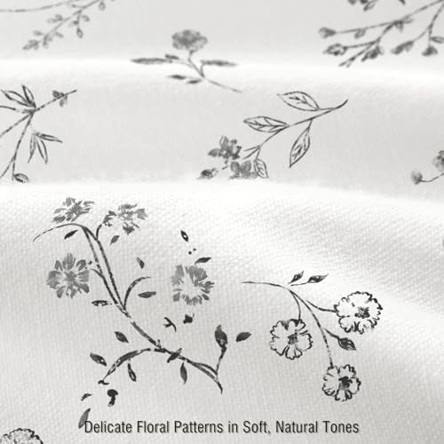 Black Floral Farmhouse Vintage Cotton Shower Curtain French Country 72Wx72H