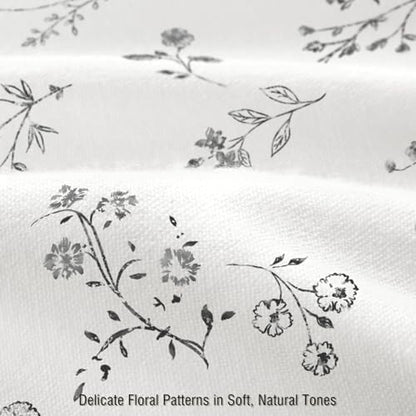 Black Floral Farmhouse Vintage Cotton Shower Curtain French Country 72Wx72H