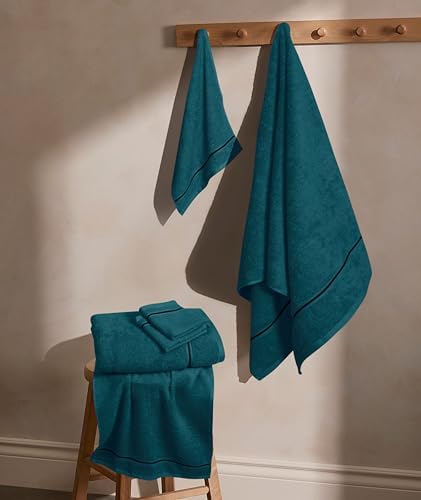 MyOwn Ultra Soft 6 Pack Cotton Towel Set, Contains 2 Bath Towels 28x55 inch, 2 Hand Towels 16x24 inch & 2 Wash Coths 12x12 inch, Ideal Everyday use, Compact & Lightweight - Teal