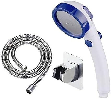 RV & Camper High Pressure Handheld Shower Head with Pause Button | 3 Spray Modes with ON/OFF Switch, Detachable Dog Shower Attachment, Pet Shower Wand with Bracket & Hose, White & Blue