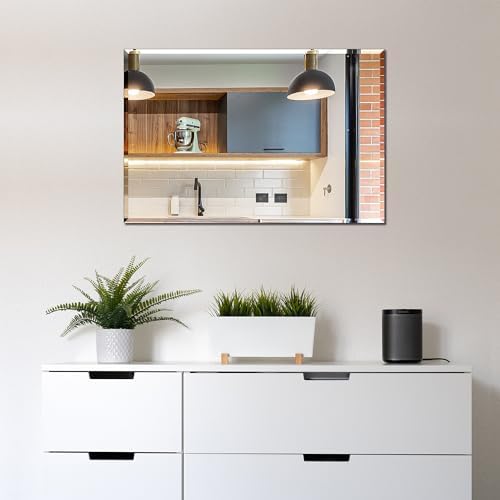 Bathroom Mirror for Over Sink 24x16 Inch Frameless Wall Mirror Rectangle