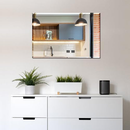 Bathroom Mirror for Over Sink 24x16 Inch Frameless Wall Mirror Rectangle