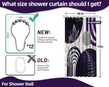 Dark Purple and Grey Stall Shower Curtain, 36X72 in Narrow Small