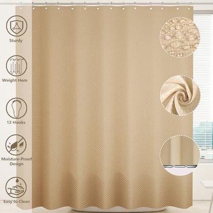 XLHOMO Bathroom Accessories Set - 25PC Bathroom Sets with Shower Curtain and Rugs, Beige Bathroom Set with Trash Can, Soap Dispenser, Soap Dish & Toilet Brush