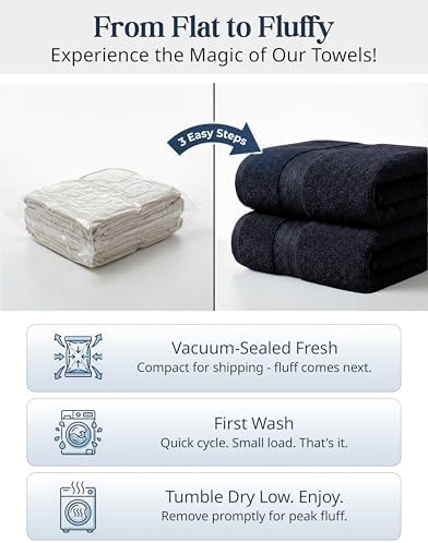 LANE LINEN Bath Towel Set Quick Dry 100% Cotton 24 Piece Soft - Black