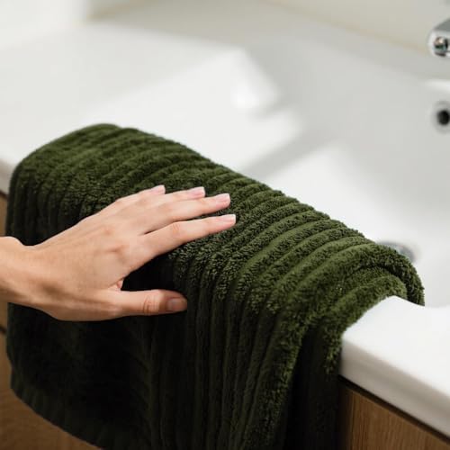 6 Piece Bath Towel Set, 30"x60" Towels, Olive Green