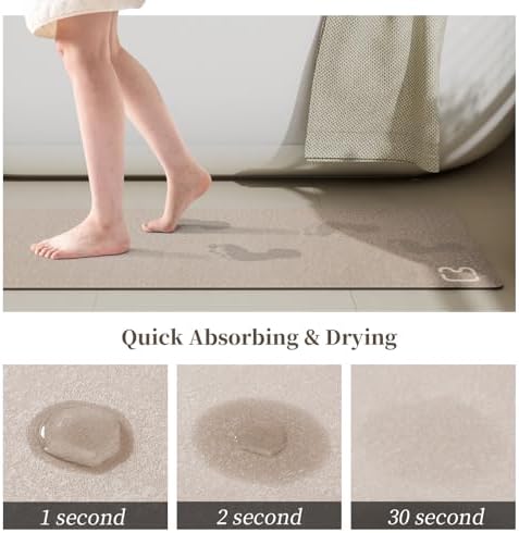 RUERYA Taupe Long Bathroom Rugs Large Stone Bath Mats for Bathroom,16"x47"
