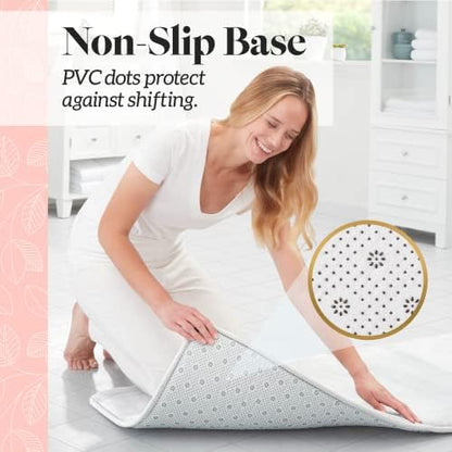 Memory Foam Bath Mat Non Slip Absorbent Super Cozy Velvet Bathroom Rug Carpet (60 inches X 24 inches, White)