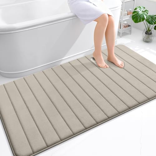 OLANLY Memory Foam Large Bath Mat 59x34, Super Soft Absorbent Bathroom Rugs