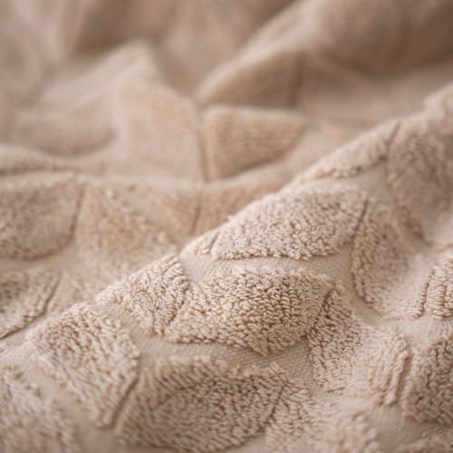 BAGNO MILANO Turkish Cotton Bath Towels, Hand Towels - Soft Plush Jacquard Collection - Highly Absorbent Towel Set (Sand Beige, 4 Pcs Hand Towel Set)