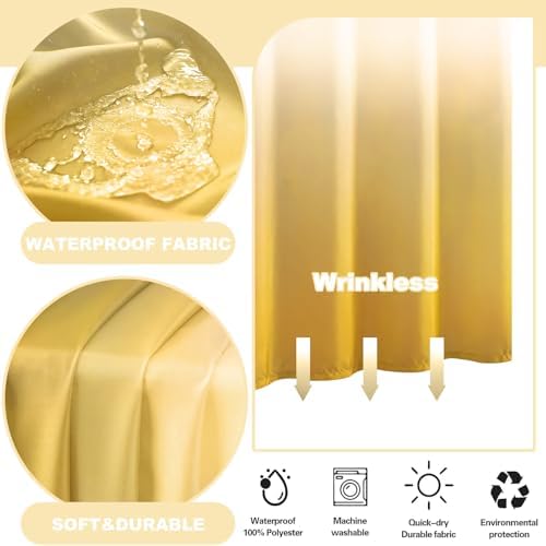 No Hook Shower Curtain and Liner Set for Bathroom, Ombre Yellow, 71" x 74"