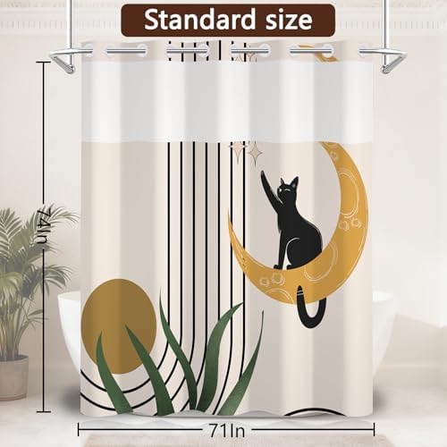 No Hook Shower Curtain with Snap-in Liner 71x74 Inch
