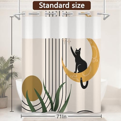 No Hook Shower Curtain with Snap-in Liner 71x74 Inch