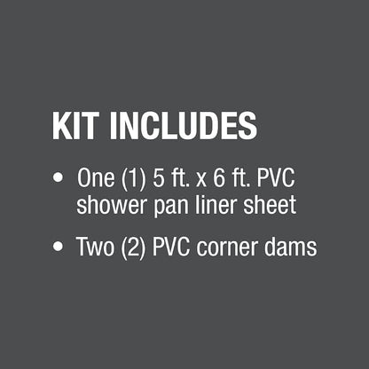 Oatey PVC Shower Pan Liner Kit Gray 5' x 6'