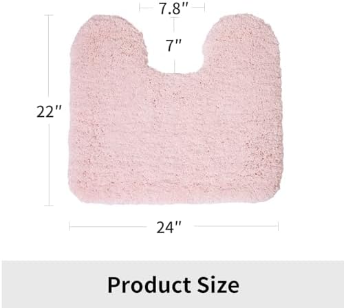 Disolla Toilet Mat 22x24 Pink - Non Slip Fluffy U-Shaped Contour Rug, Ultra-Soft Plush Toilet Floor Mat, Absorbent & Machine Washable