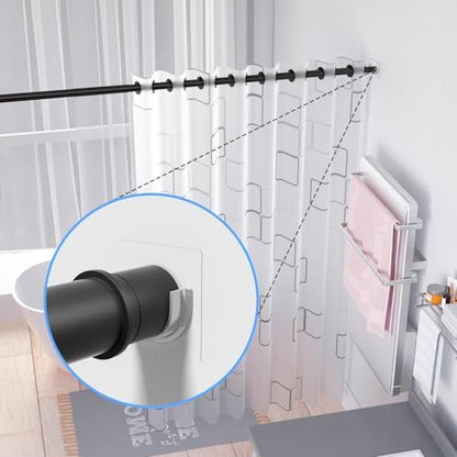 6 Pack Shower Rod Holders No Drilling, Adhesive Curtain Rod Brackets for Wall, Strong Tension Rod Holder Up to 30 lbs, Waterproof for Tile Marble Painted, Apartments Dorms (Rod Not Included)