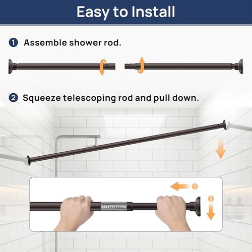ENJOYBASICS 1" Bronze Shower Curtain Rod, 30-88" Adjustable, Secure Tension