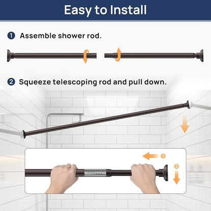 ENJOYBASICS 1" Bronze Shower Curtain Rod, 30-88" Adjustable, Secure Tension