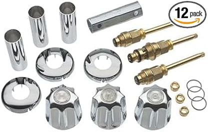 Danco Bathtub and Shower 3-Handle Remodel/Rebuild Trim Kit for Gerber Faucets, Knob Handle, 11B-1H,1C, 4D, Chrome (39617) (Pack of 12)