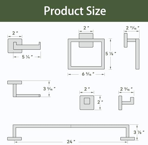 10-Pieces Matte Black Bathroom Accessories, 24 Inch Bathroom Hardware Set