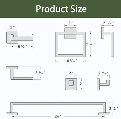 10-Pieces Matte Black Bathroom Accessories, 24 Inch Bathroom Hardware Set