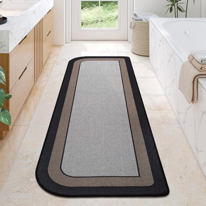 YDKGL Bathroom Runner Rug, Long Thin Bath Mat Fit Under Door, Grey 24x70