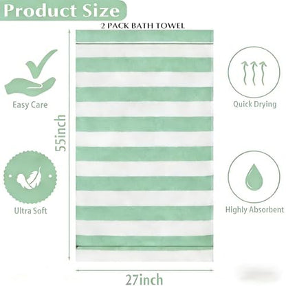 2-Pack Microfiber Bath Towels (27x54 Inches) - Ultra Soft & Quick Dry, 3X Absorbency, Lightweight for Gym, Yoga, Travel & Spa - Perfect for Home, Fitness & Post-Workout