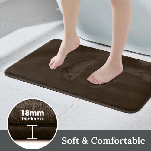 HUXMEYSON 3-Piece Memory Foam Bathroom Rug Set, Brown