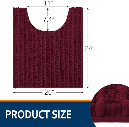 Smiry Bathroom Toilet Rugs U Shaped 24X20, Chenille Bath mats for Toilet