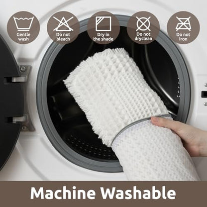 AMOAMI Waffle Bath Mat, Absorbent Bathroom Rugs Non Slip 18''x30'' White