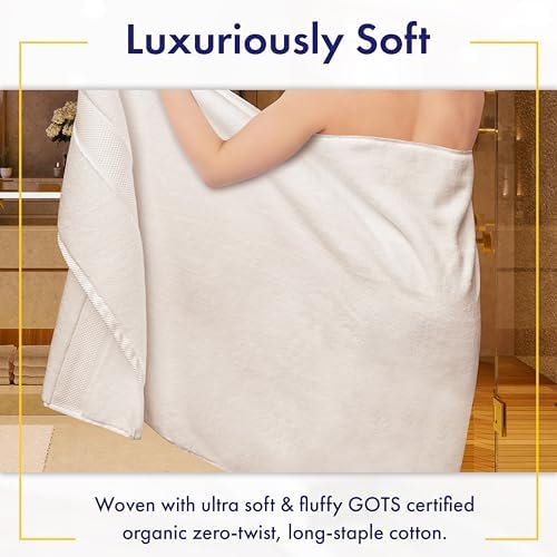 Alusa Home 100% Organic Zero-Twist Cotton Towels - GOTS Certified Luxury Bath Towels - Ultra Soft & Plush 700GSM Long-Staple Cotton - 6 Piece Towel Set (White)