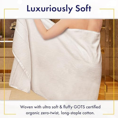 Alusa Home 100% Organic Zero-Twist Cotton Towels - GOTS Certified Luxury Bath Towels - Ultra Soft & Plush 700GSM Long-Staple Cotton - 6 Piece Towel Set (White)