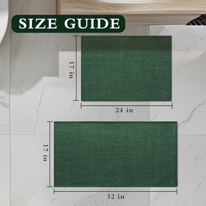 YIHOUSE Bathroom Rugs Thin Bath Mat Sets 2 Pieces Quick Dry,Green