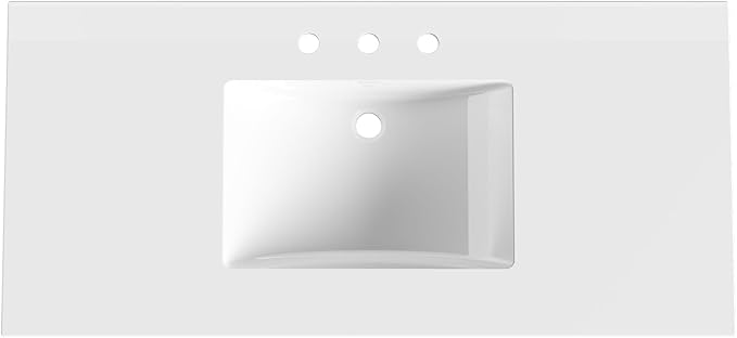 48 in. W x 22 in. D Single Sink Bathroom Vanity Top with Integrated Resin Basin, Stain-Resistant & Scratch-Resistant Bathroom Countertop, Without Matte Black Faucet & Pop up-Drain, White