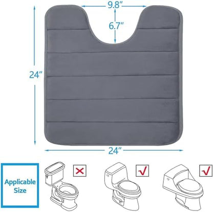 Buganda Memory Foam U-Shaped Toilet Rugs 24 x 24, Absorbent Bathroom mat