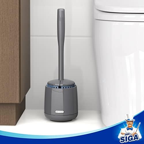 MR.SIGA Toilet Bowl Brush and Holder, Sturdy Long Handle, Gray, 1 Pack