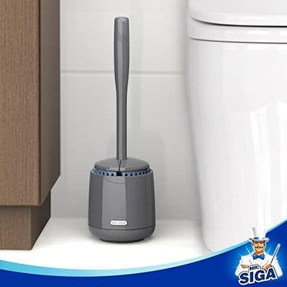 MR.SIGA Toilet Bowl Brush and Holder, Sturdy Long Handle, Gray, 1 Pack